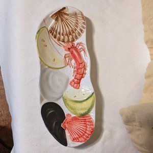 Vintage ceramic seafood design spoon rest or small serving dish Made in Italy